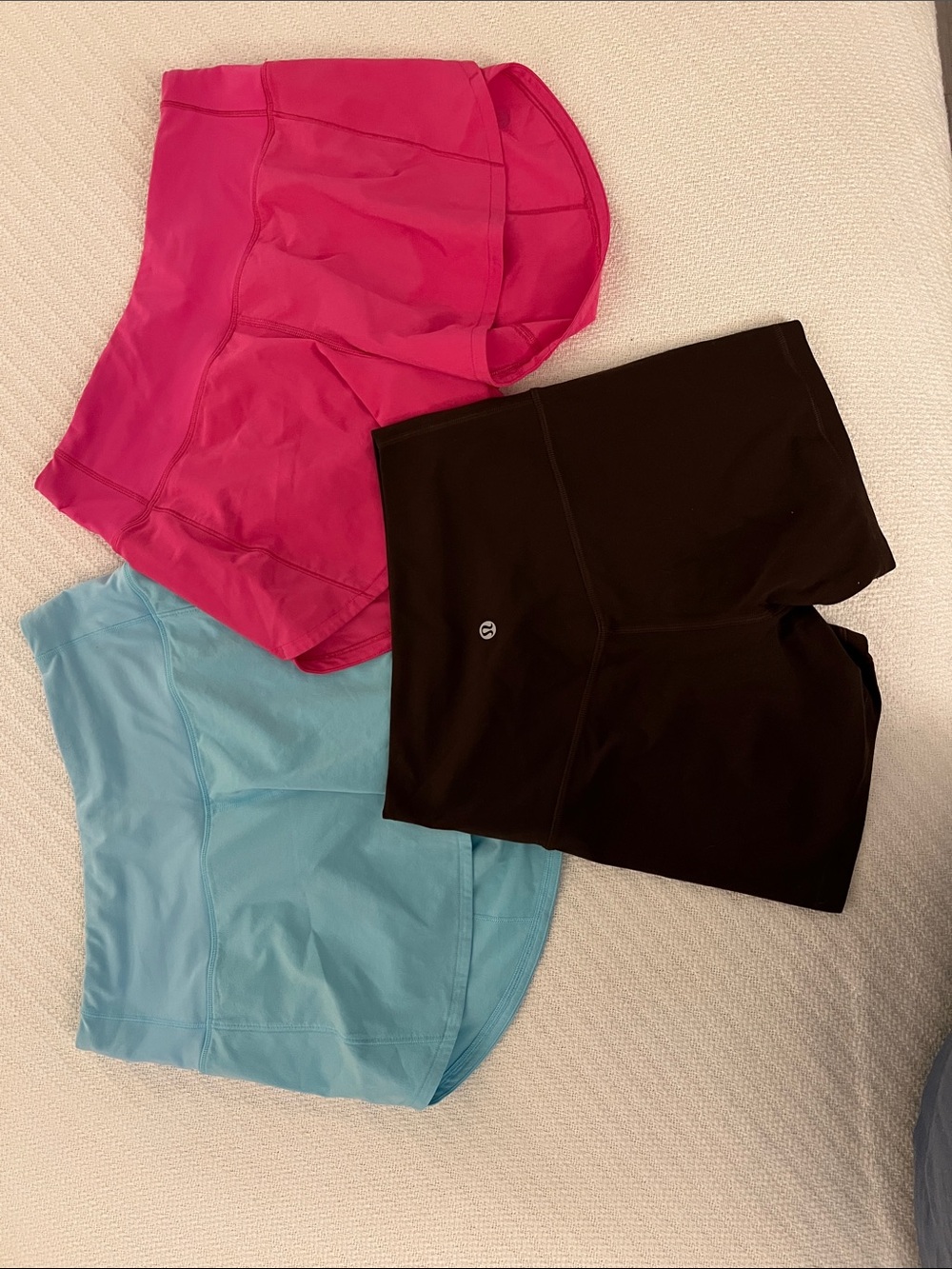 lululemon athletica Pink, Black & Light Blue Athletic Shorts Trio